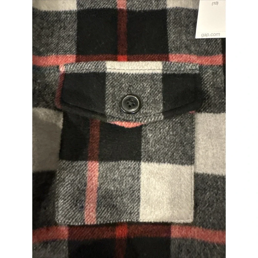 GAP KIDS BLACK Red PLAID Flannel Jacket SZ Large (10) New TAGS RETAIL‎ $88.00